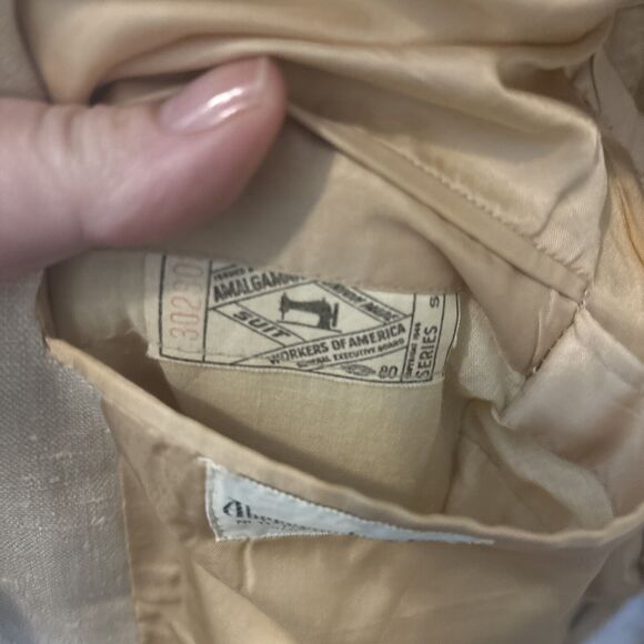 Vintage 1950 Abercrombie & Fitch Oatmeal Irish Linen Coat Crested Blazer Rare 40 - Picture 9 of 12